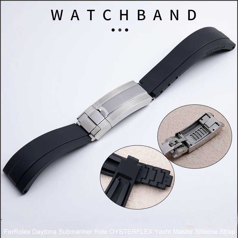 Luxury Watch Rolex - Pulseira de borracha com fivela curta,