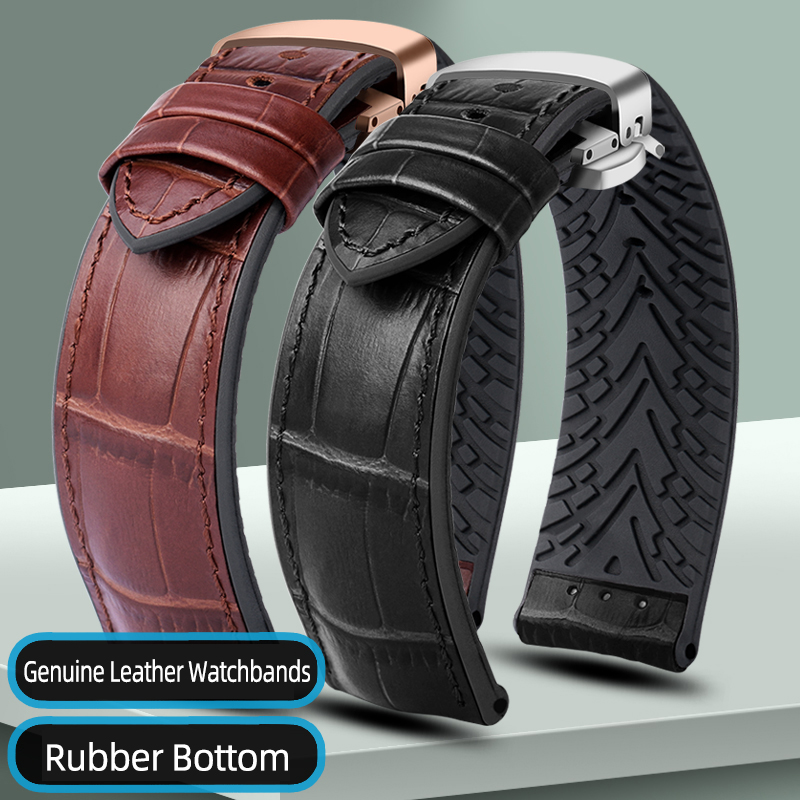 Luxury Watch Rolex - Pulseira de couro genuíno 19/20/21/22mm inferior