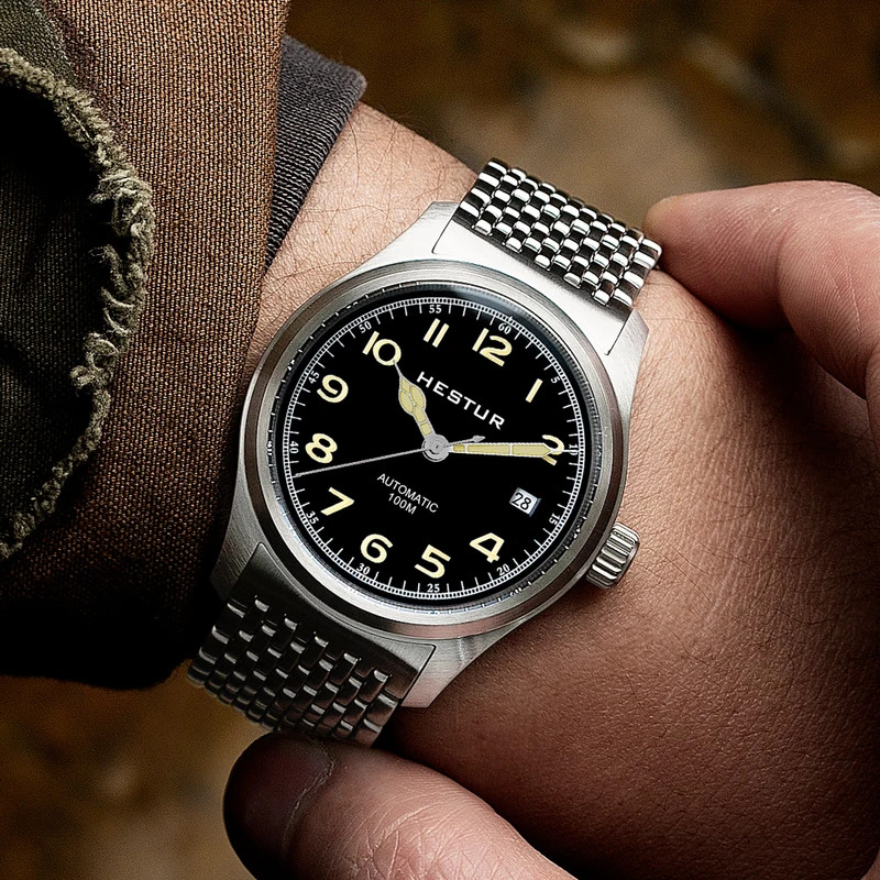 Automatic Pilot Watch - Hestur relógio mecânico automático piloto masculino
