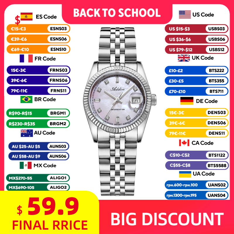 Luxury Watch For Women - ADDIES 585 Relógios femininos de quartzo,