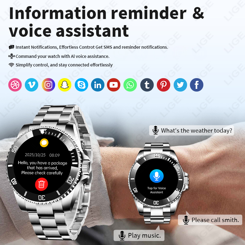 Relógio Inteligente LIGE 2026  - Luxury Watch In The World avaliação e preço