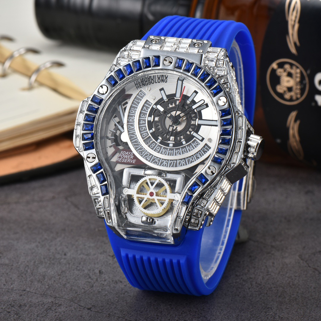 Caso de diamante completo negó - Luxury Watch With Rubber Strap avaliação e preço