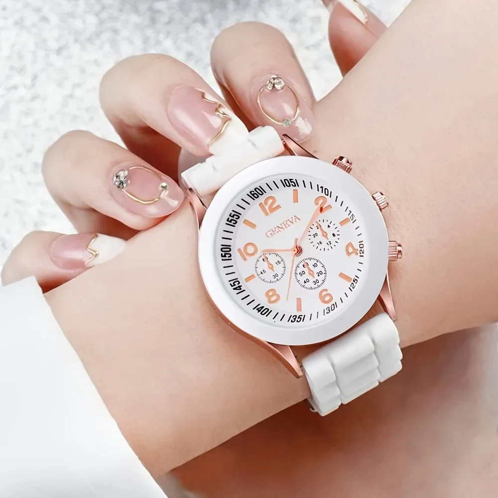 2 pçs conjunto de relógio femi - Luxury Watch With Rubber Strap avaliação e preço