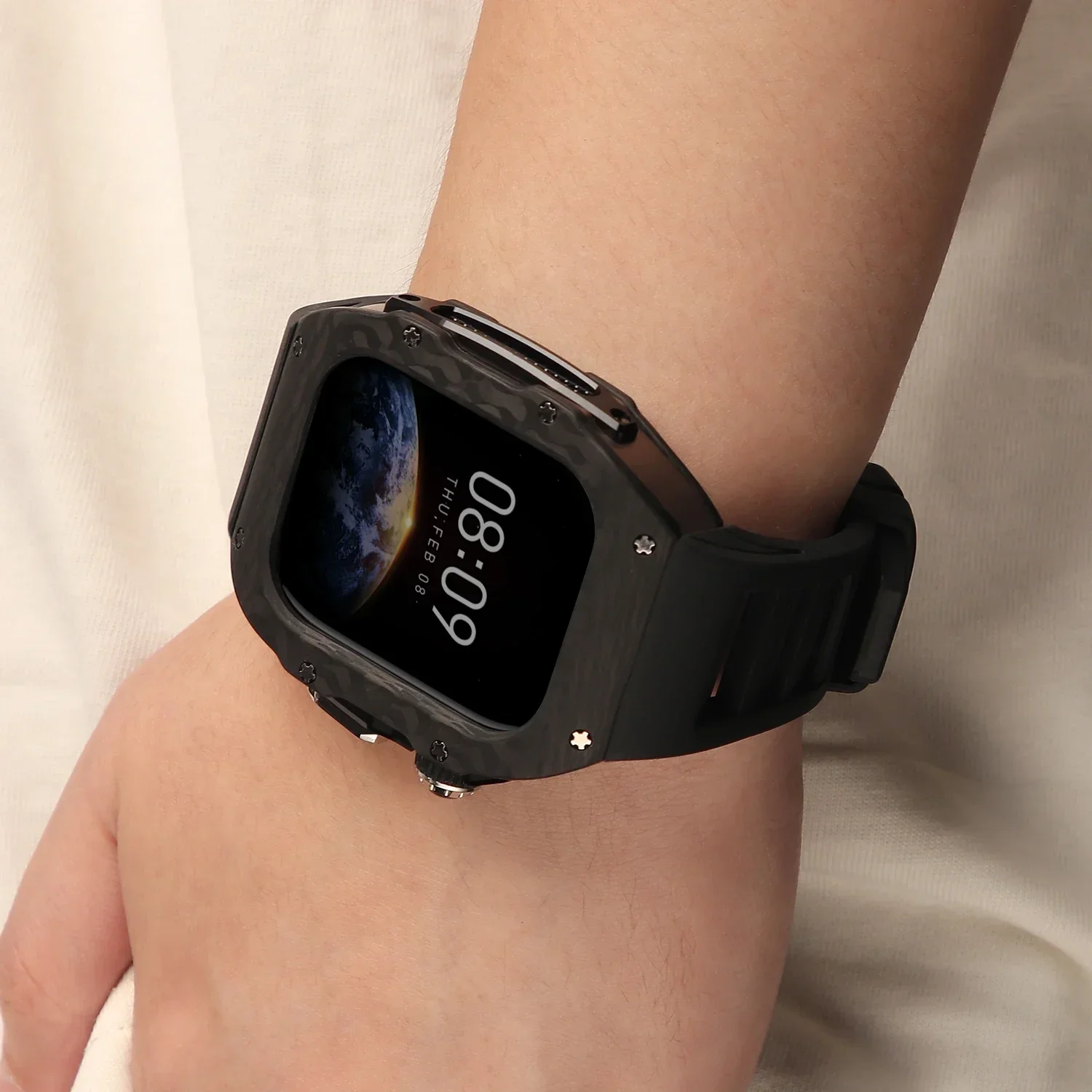Capa de Fibra de Carbono para  - Luxury Watch With Rubber Strap avaliação e preço