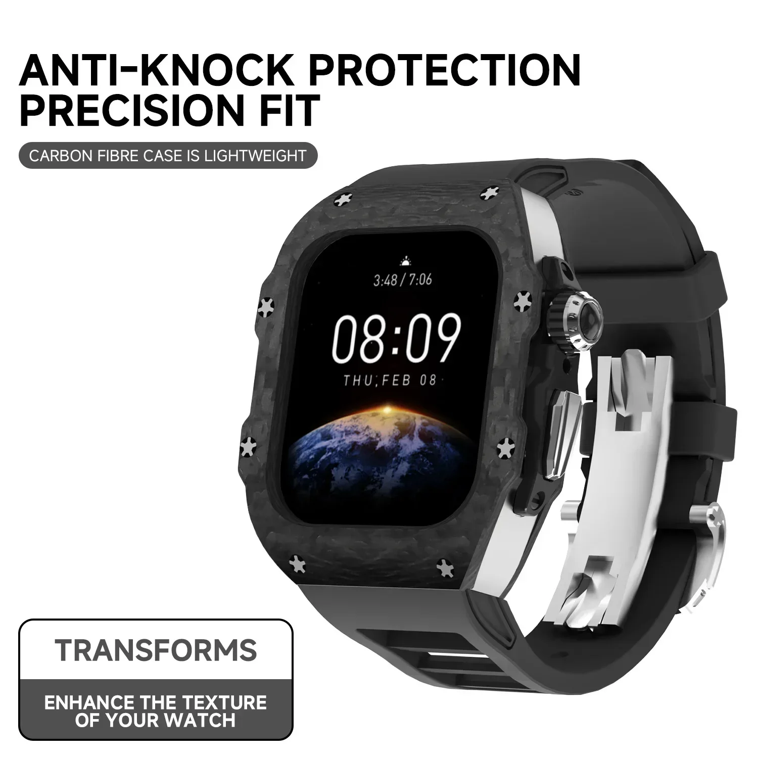 Capa de Fibra de Carbono para  - Luxury Watch With Rubber Strap avaliação e preço