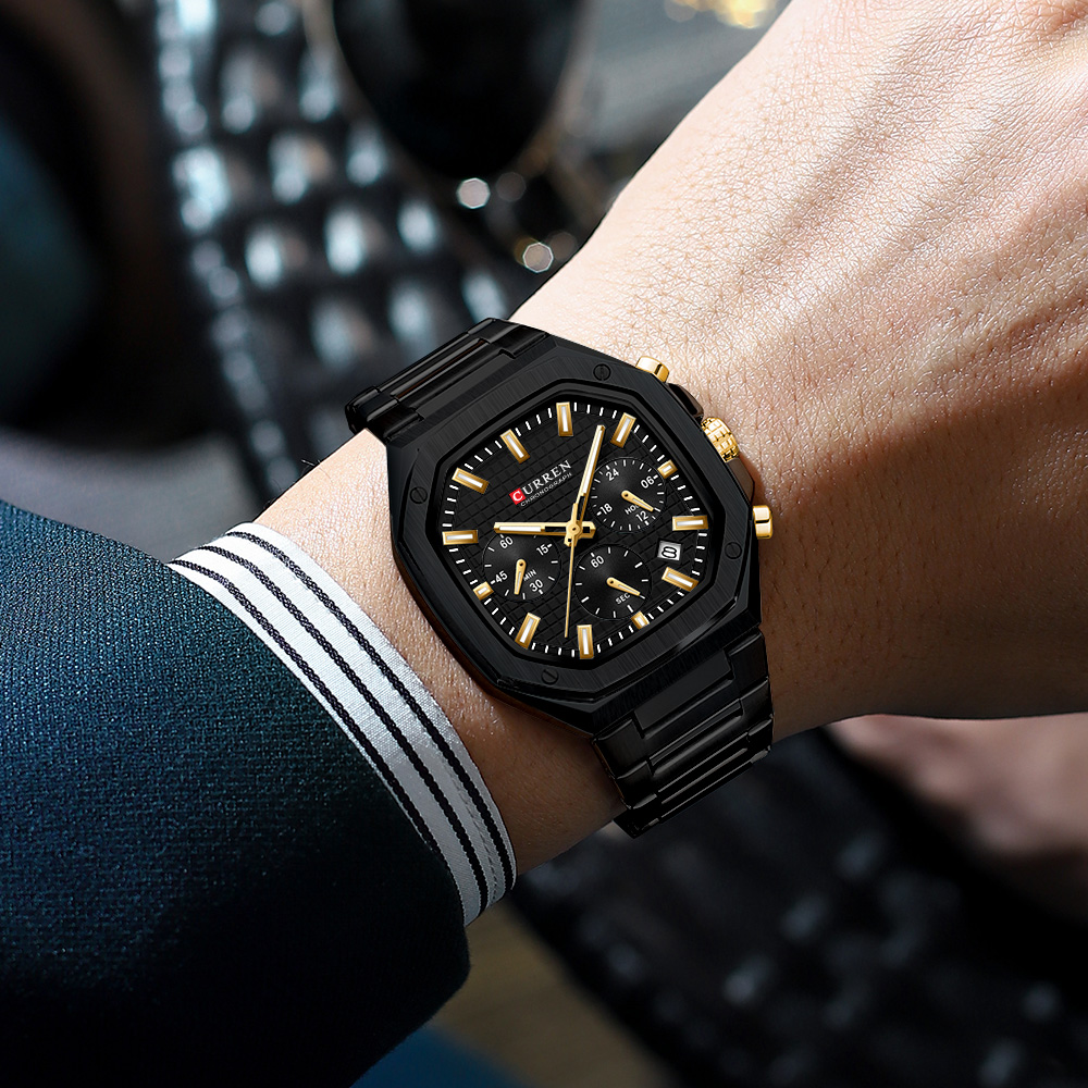 Curren relógio crono quadrado  - Luxury Watch Gold avaliação e preço