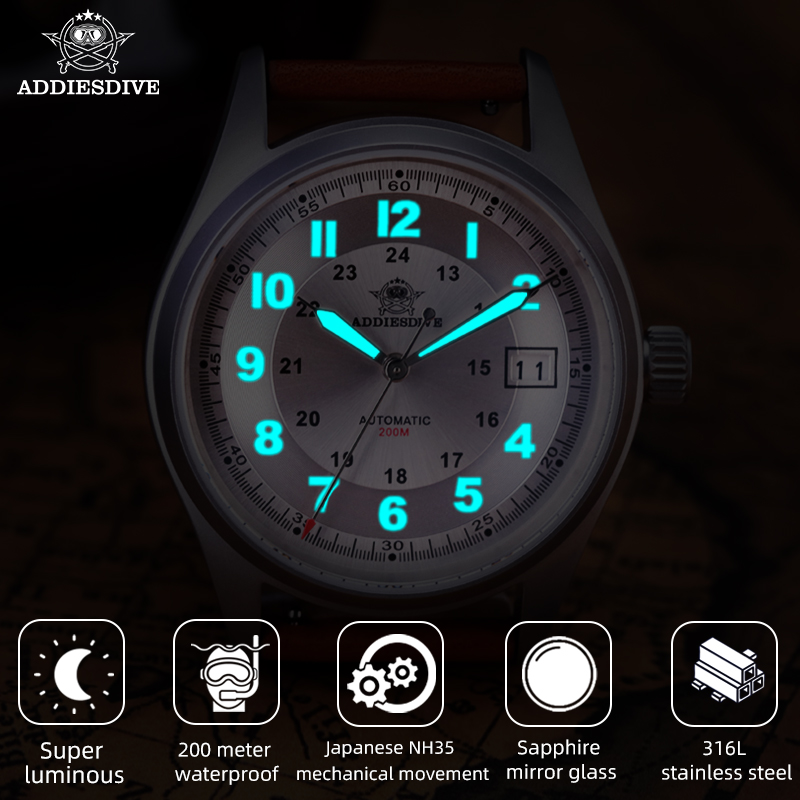 Addiesdive 39mm ad2048 relógio - Automatic Pilot Watch avaliação e preço