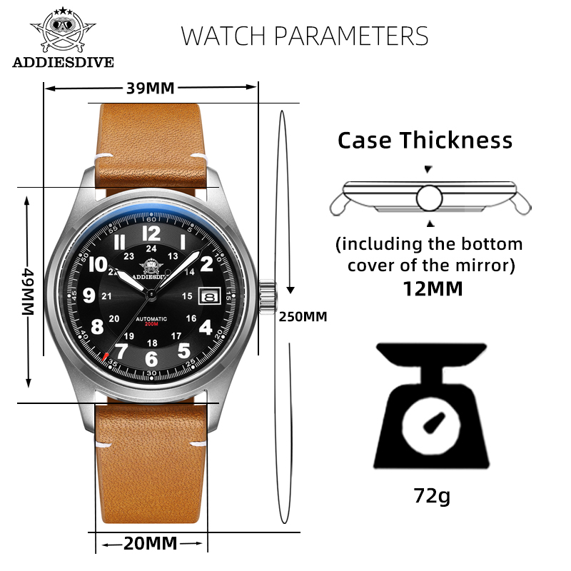 Addiesdive 39mm ad2048 relógio - Automatic Pilot Watch avaliação e preço